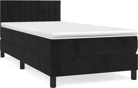 vidaXL Κρεβάτι Boxspring με Στρώμα Μαύρο 90x190 εκ. Βελούδινο