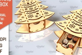 Σετ των 2 Intra απο ξύλο plywood 3mm-4mm πάχος Χριστουγεννιάτικο κουτί δώρου . 3D Box Δίασταση 15x15 cm INTRAFABR-101755102