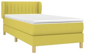 vidaXL Κρεβάτι Boxspring με Στρώμα Πράσινο 100 x 200 εκ. Υφασμάτινο