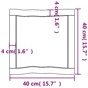 Επιφ Τραπεζιού Αν Καφέ 40x40x(2-6)εκ. Ακατέργ. Μασίφ Ξύλο Δρυός - Καφέ