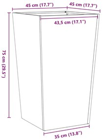 Ζαρντινιέρες Κήπου 2 τεμ. 45x45x75 εκ. από Ανοξείδωτο Ατσάλι - ανοιχτό γκρι