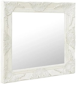 vidaXL Καθρέφτης Τοίχου με Μπαρόκ Στιλ Λευκός 60 x 60 εκ.