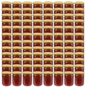 vidaXL Βάζα Μαρμελάδας 96 τεμ. 230 ml Γυάλινα με Χρυσά Καπάκια