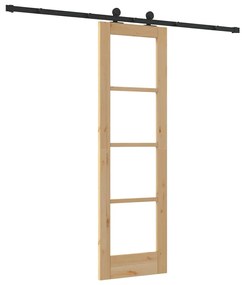 vidaXL Συρόμενη Πόρτα Καφέ 61 x 198.5 εκ. Ξύλο και μέταλλο