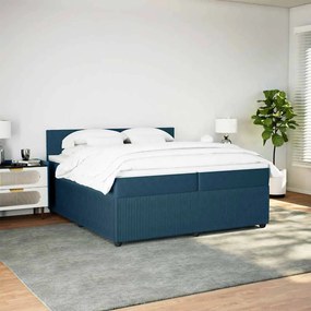 vidaXL Κρεβάτι Boxspring με Στρώμα Μπλε 200x200 εκ. Βελούδινο