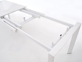 Τραπέζι Houston 124, Γυαλιστερό λευκό, 76x80x130cm, Επιμήκυνση, Ινοσανίδες μέσης πυκνότητας, Μέταλλο