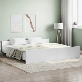 Πλαίσιο Κρεβατιού με Κεφαλάρι &amp; Ποδαρικό Λευκό 200 x 200 εκ. - Λευκό