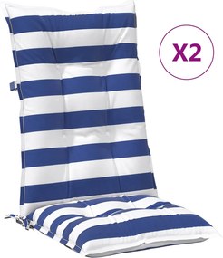 vidaXL Μαξιλάρι Εξωτερικού Χώρου 2 pcs Ύφασμα Μπλε και άσπρο
