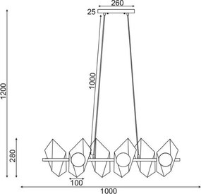 Φωτιστικό Οροφής Πολύφωτο Aca Polygon HL42596P100BG