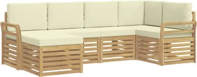 vidaXL Σειρά Καναπέ Εξωτερικού 6 pcs Λευκό και Κρεμ Πολυεστέρας