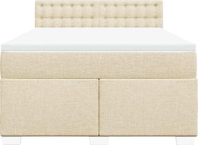 vidaXL Κρεβάτι Boxspring με Στρώμα Κρεμ 140x190 εκ. Υφασμάτινο