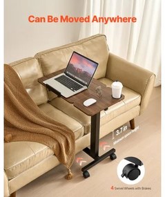 VEVOR Overbed Table Mobile Bed Side Desk with Flip Desktop Wheels &amp; Cup Holder