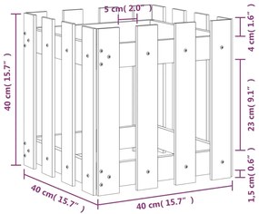 Ζαρντινιέρα με Σχέδιο Φράχτη 40 x 40 x 40 εκ. Μασίφ Ξύλο Πεύκου - Καφέ