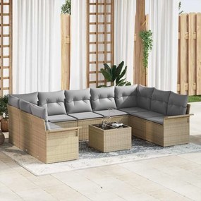 vidaXL Σετ Καναπέ Κήπου με μαξιλάρι 10 pcs Μαύρο Πολυ ράταν