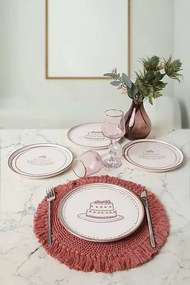 Stewehome Ροζ πιάτο ζυμαρικών με σχέδιο τούρτας 22x22 cm
