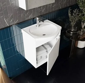 Stewehome Σετ Έπιπλο Μπάνιου Λευκό MDF με Νιπτήρα &amp;amp; Καθρέπτη 52x30x59 cm