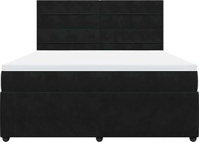 vidaXL Κρεβάτι Boxspring με Στρώμα Μαύρο 180x200 εκ. Βελούδινο