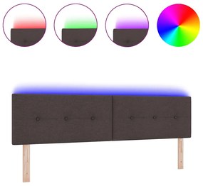 vidaXL LED Κεφαλάρι με φώτα λωρίδας LED Σκούρο Καφέ 180 cm ύφασμα