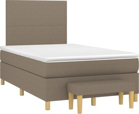 vidaXL Κρεβάτι Boxspring με Στρώμα Taupe 120x200 εκ. Υφασμάτινο