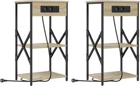vidaXL Κομοδίνο 2 pcs Δρύς Sonoma 41 x 31 x 76 εκ. Επεξεργασμένο ξύλο