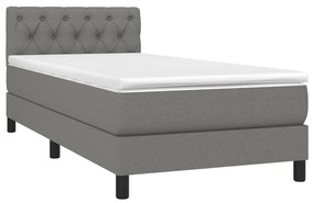 Κρεβάτι Boxspring με Στρώμα &amp; LED Σκ.Γκρι 80x200 εκ. Υφασμάτινο - Γκρι