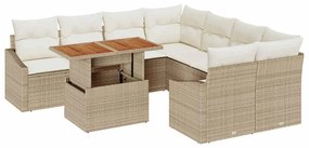 vidaXL Σετ Καναπέ Κήπου με αποθήκευση 9 pcs Μπεζ Πολυ ράταν