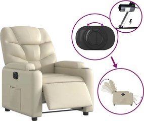 vidaXL Πολυθρόνα Ανακλινόμενη Ηλεκτρική Κρεμ από Συνθετικό Δέρμα