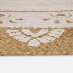 vidaXL Χαλιά χώρου Floral Φυσικό με Λευκή Εκτύπωση 122 x 183 cm Γιούτα