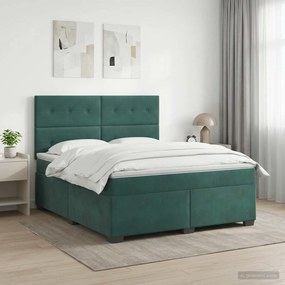 vidaXL Κρεβάτι box spring με στρώμα Σκούρο Πράσινο 140 x 190 cm