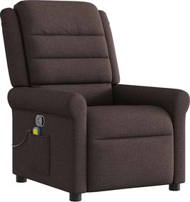 vidaXL Πολυθρόνα Μασάζ Ανακλινόμενη Σκούρο Καφέ Υφασμάτινη