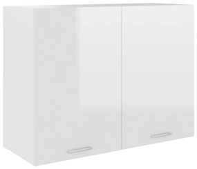 Ντουλάπι Κρεμαστό Γυαλιστερό Λευκό 80x31x60 εκ. από Επεξ. Ξύλο - Λευκό