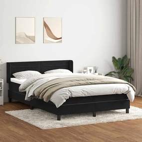 Κρεβάτι Boxspring με Στρώμα Μαύρο 160x210 εκ. Βελούδινο - Μαύρο