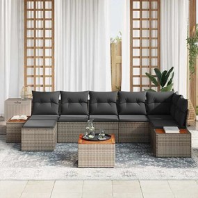 vidaXL Σετ Καναπέ Κήπου με μαξιλάρι 8 pcs Γκρι Πολυ ράταν