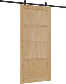 vidaXL Συρόμενη Πόρτα Φυσικό και Μαύρο 93 x 202 cm