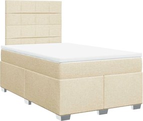 vidaXL Κρεβάτι Boxspring με Στρώμα Κρεμ 120x200 εκ. Υφασμάτινο