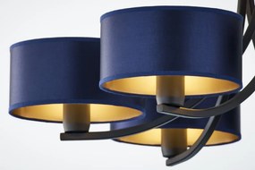 Κρεμαστό Πολύφωτο Arthur Φ78cm Μαύρο με Μπλε Ύφασμα