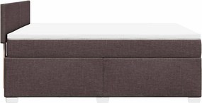 vidaXL Κρεβάτι Boxspring με Στρώμα Σκούρο Καφέ 140x190 εκ. Υφασμάτινο