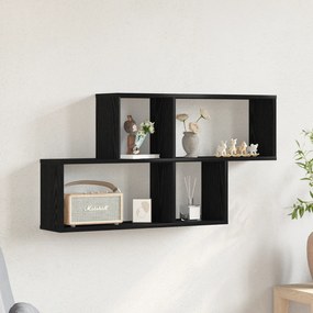 vidaXL Μαύρος Καρυδιάς Τοίχου Ντουλάπα 76x15x53 εκ. Κατασκευασμένο από Επεξεργασμένο Ξύλο
