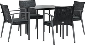 vidaXL Σετ Τραπεζαρίας Κήπου 5 τεμ. Συνθ. Ρατάν / Ατσάλι με Μαξιλάρια