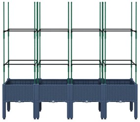 vidaXL Ζαρντινιέρα Κήπου με Καφασωτό Μπλε Γκρι 160x40x142,5 εκ. από PP