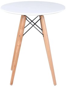ART Wood Tραπέζι, Πόδια Οξιά Φυσικό, Επιφάνεια MDF Άσπρο  Φ60cm H.70cm [-Φυσικό/Άσπρο-] [-Ξύλο-] Ε7082,1