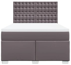 vidaXL Κρεβάτι Boxspring με Στρώμα Γκρι 140x190εκ. από Συνθετικό Δέρμα