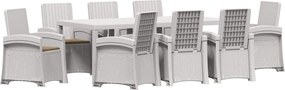 vidaXL Σέτ φαγητού για κήπο 9 τμχ. Λευκό και Taupe 200 cm PP