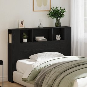 vidaXL κεφαλοκλίμακα  Μαύρο Δρύινο Κάβο - 140x19x104.5 εκ - Φτιαγμένο από Μηχανική Ξυλεία