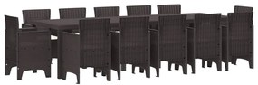 vidaXL Σέτ φαγητού για κήπο με μαξιλάρι 13 pcs Καφέ Ρατάν