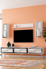 Stewehome Σετ μοντέρνας σύνθεσης τηλεόρασης με ράφι 180x30x41 cm