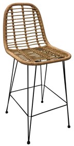 SALSA Σκαμπό BAR-Pro με Πλάτη, Μέταλλο Βαφή Μαύρο, Wicker Φυσικό 45x55x75/113cm Ε252,1
