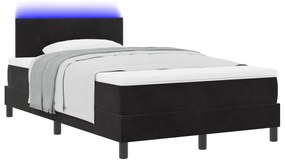 vidaXL Κρεβάτι Box Spring με Ματress & LED Μαύρο 120x190 εκ. Βελούδο