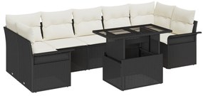 vidaXL Σετ Καναπέ Κήπου 8 τεμαχίων με Μαξιλάρια Μαύρο Πολυανθεκτικό Ρατάν