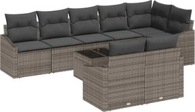 vidaXL Σετ Καναπέ με μαξιλάρι 9 pcs Γκρι συνθετικό ρατάν